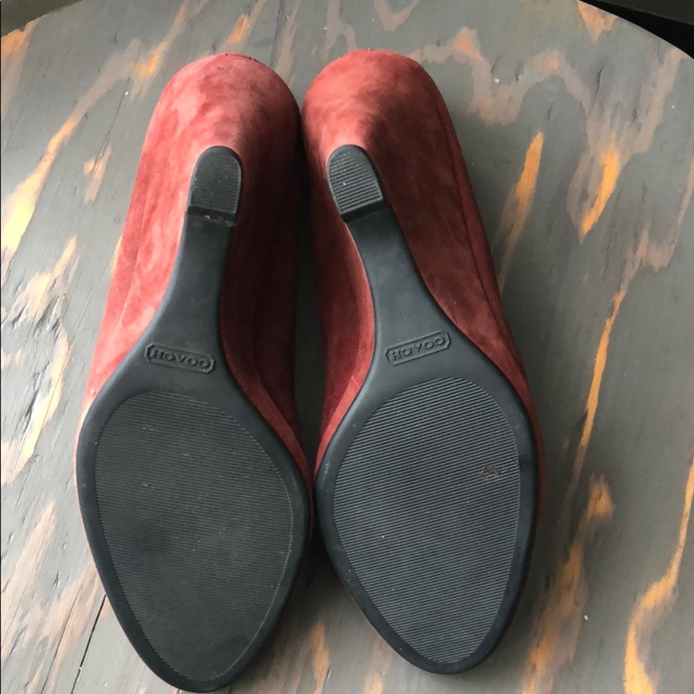 Coach suede wedge heels, burgundy, size 8.5 - Picture 5 of 6